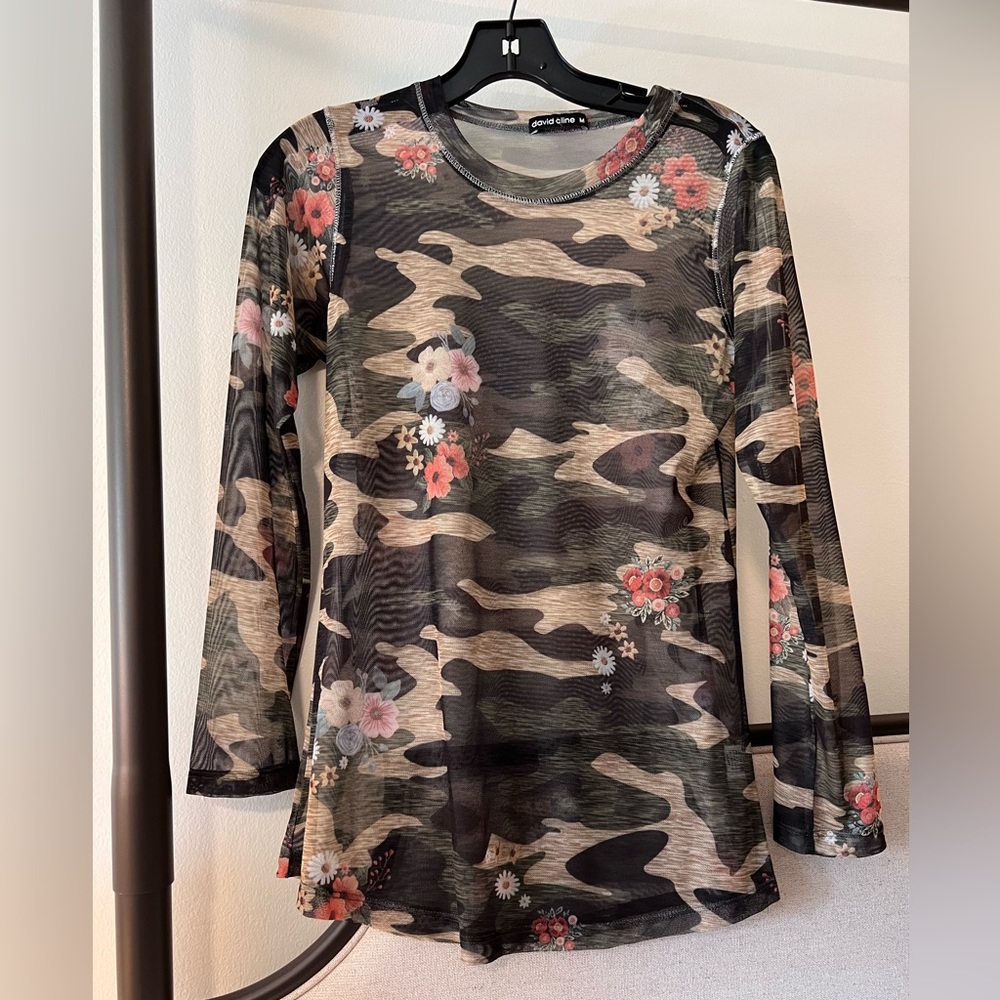 Mesh long sleeve top